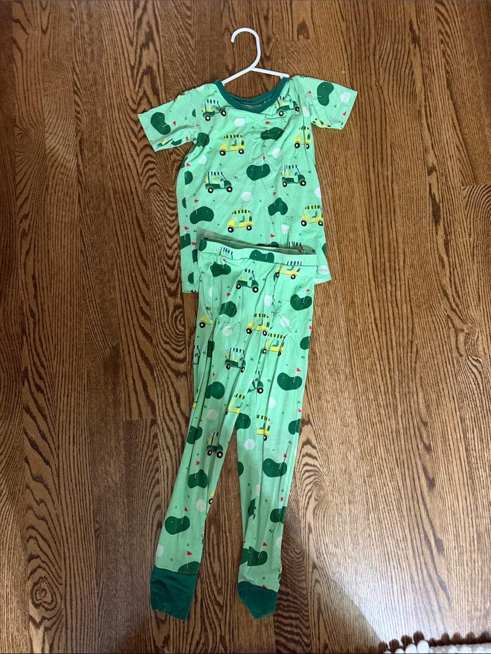 Kids Mint Green golf print Pajama Set - Short Sleeve Top & Footed Pants